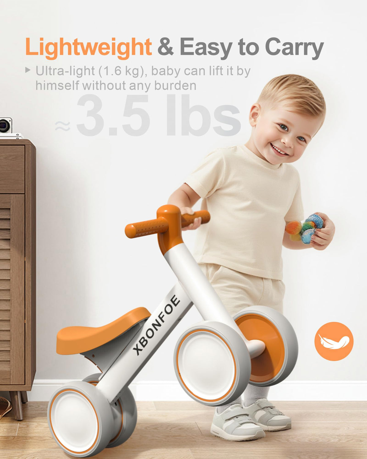 10-24 Month No Pedal Balance Bike with 4 Wheels I5400
