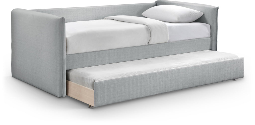 Light Grey Linen Textured Twin Daybed with Trundle Z861617