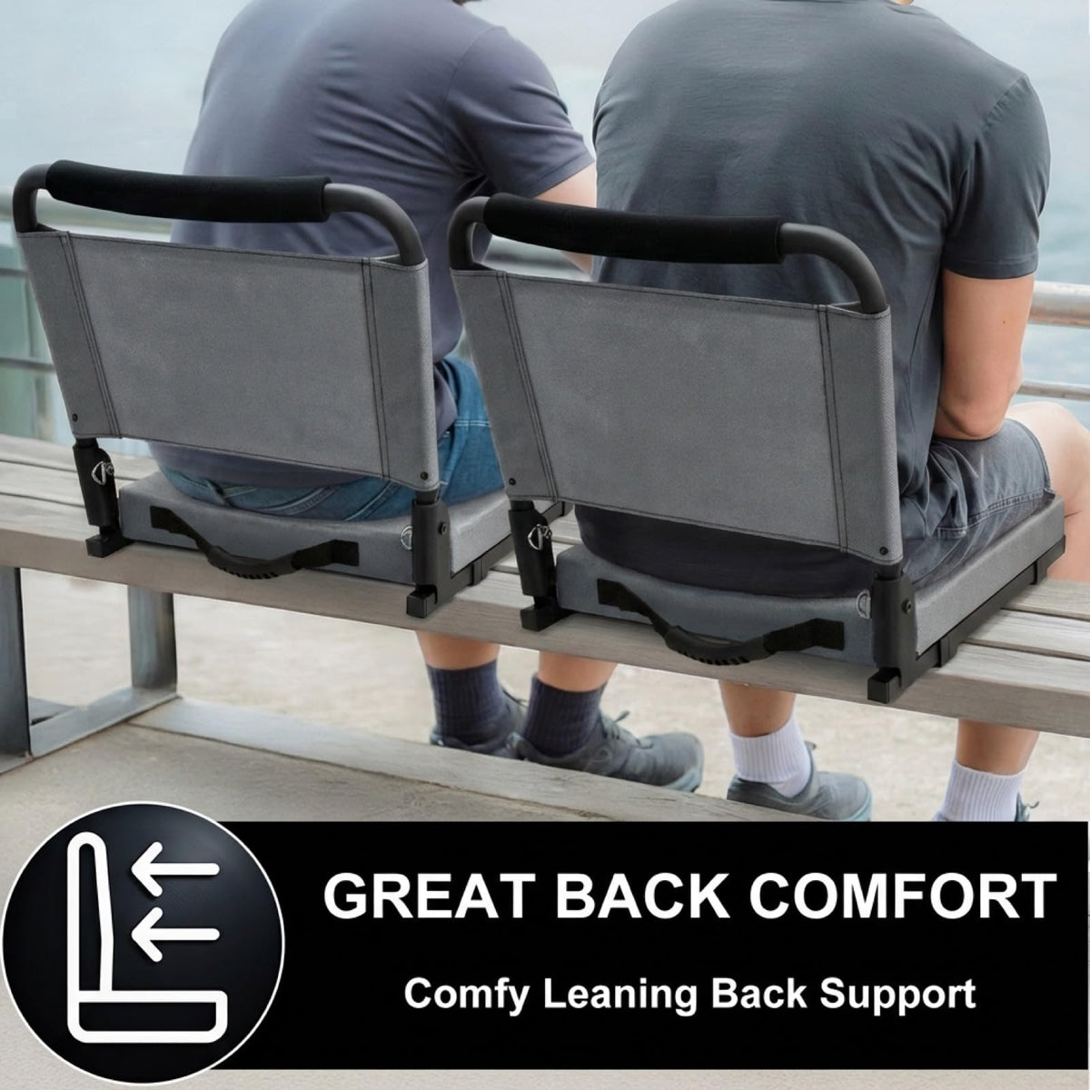 Folding Bleacher Seat with Back Support, Cushion and Shoulder Strap U998615