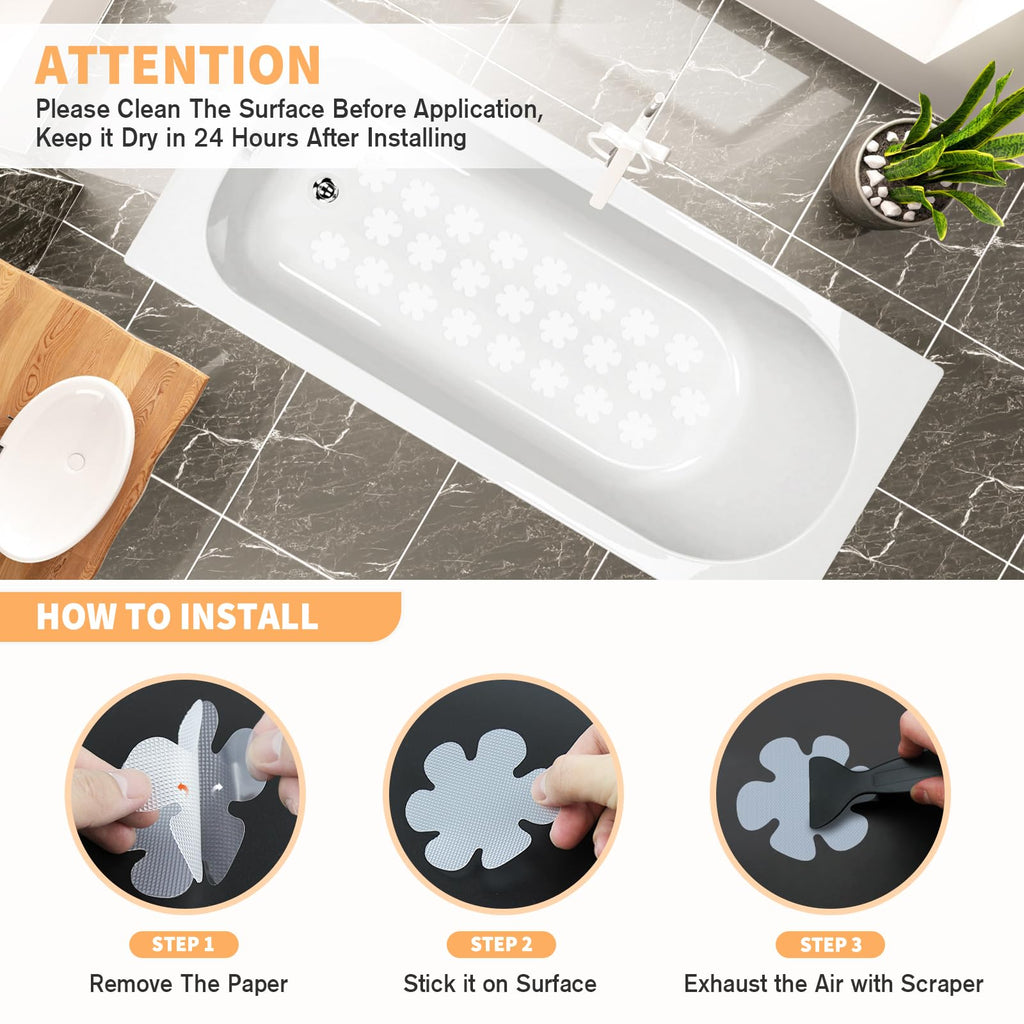 24 PCS Clear Non Slip Bathtub Stickers Y12675