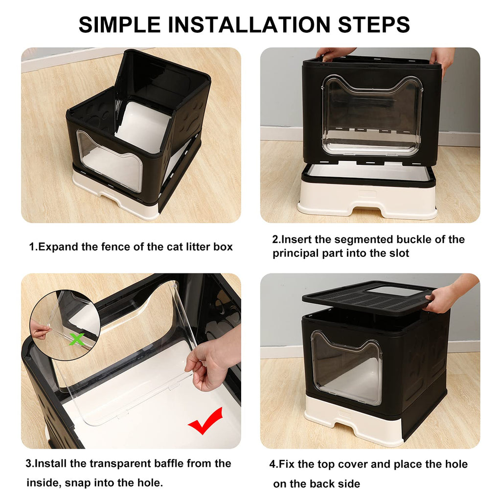 Foldable Large Cat Litter Box with Lid E746086