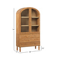 74 Inch English Oak Bookshelf Cabinet with Glass Doors O268122