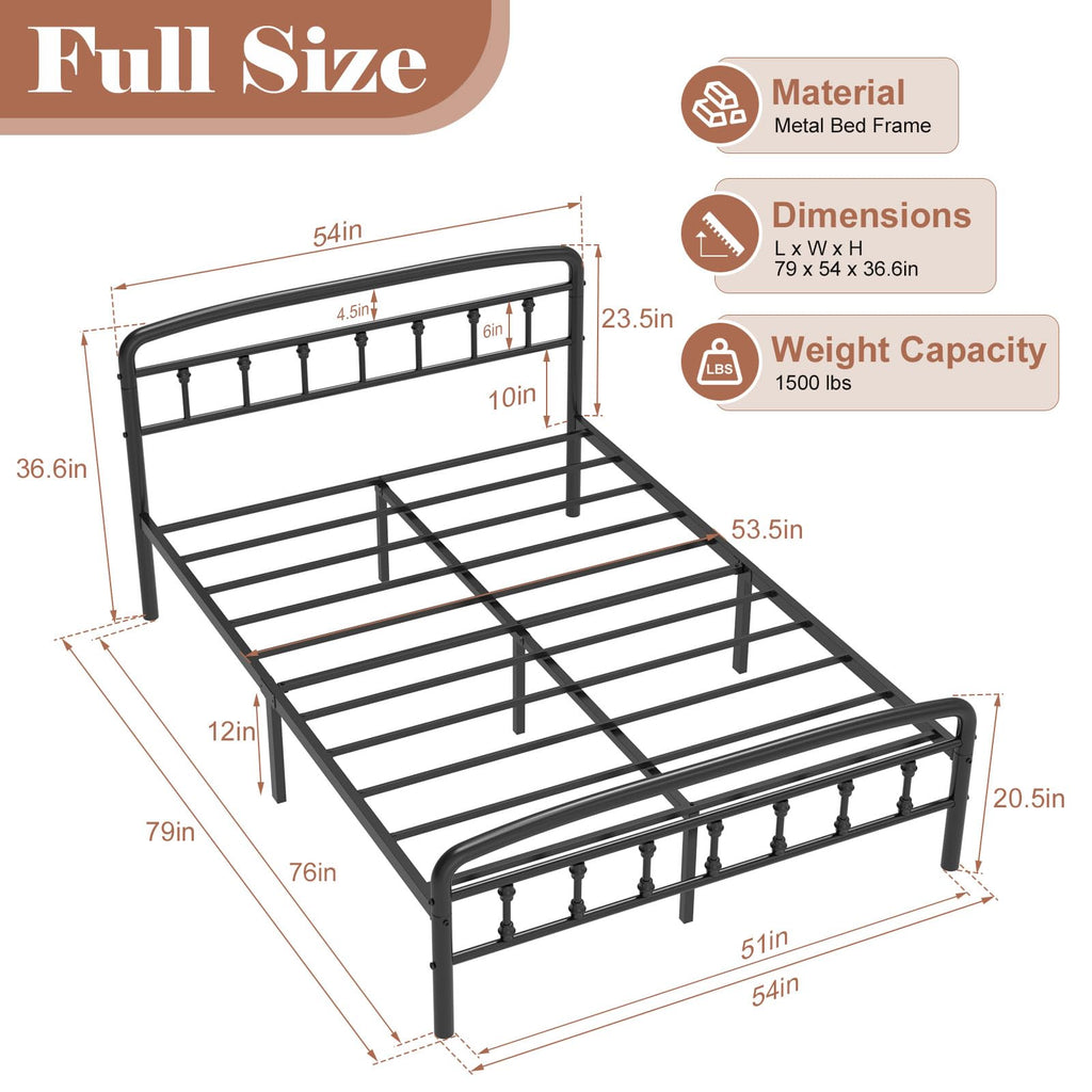 Full Size Metal Bed Frame with Headboard P89052