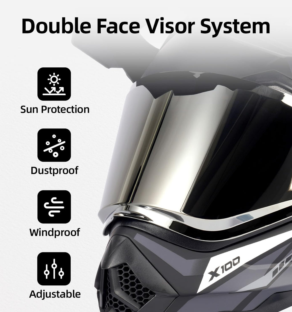 DOT Certified Dual Visor Motorcycle Helmet K220