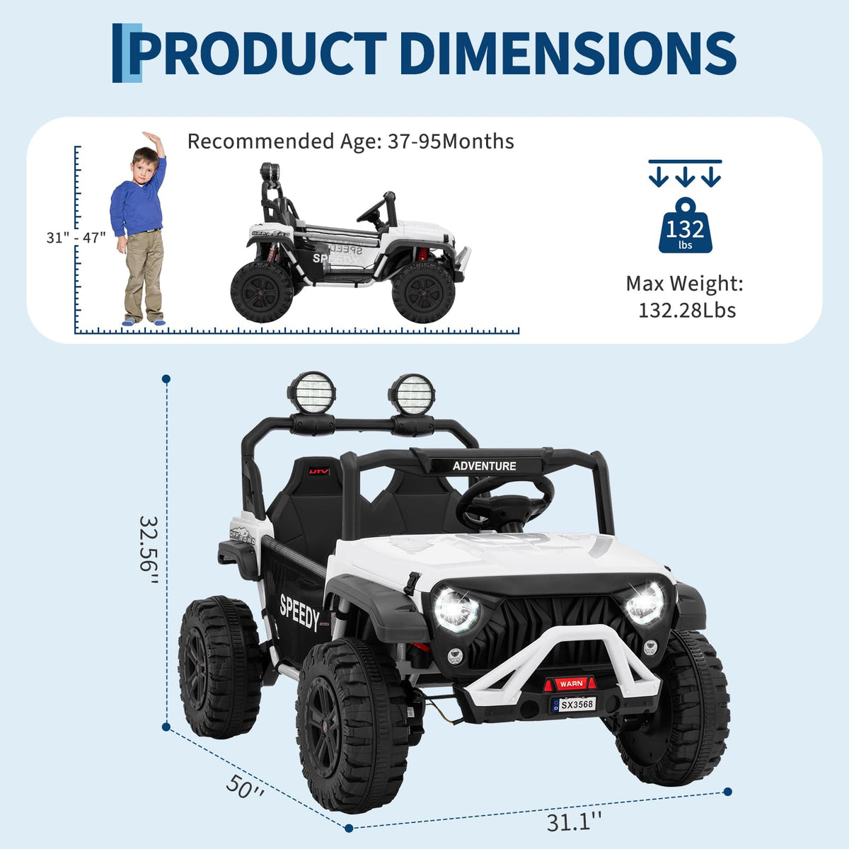 24V 4WD Electric Car 2 Seater UTV with Remote Control B290239