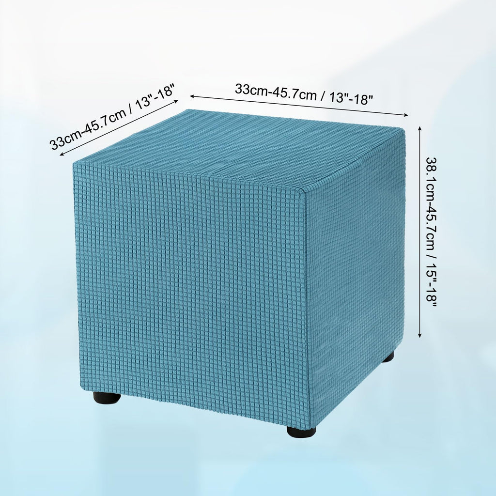 Teal Stretch Polyester Ottoman Cover P451114