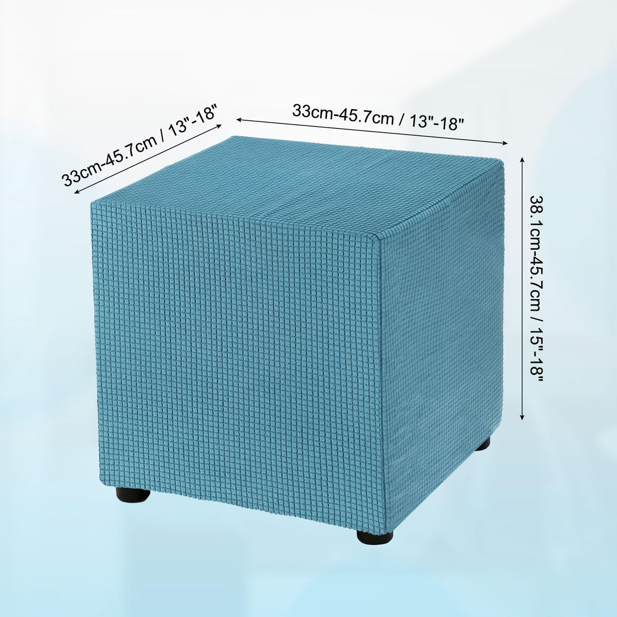 Teal Stretch Polyester Ottoman Cover P451114