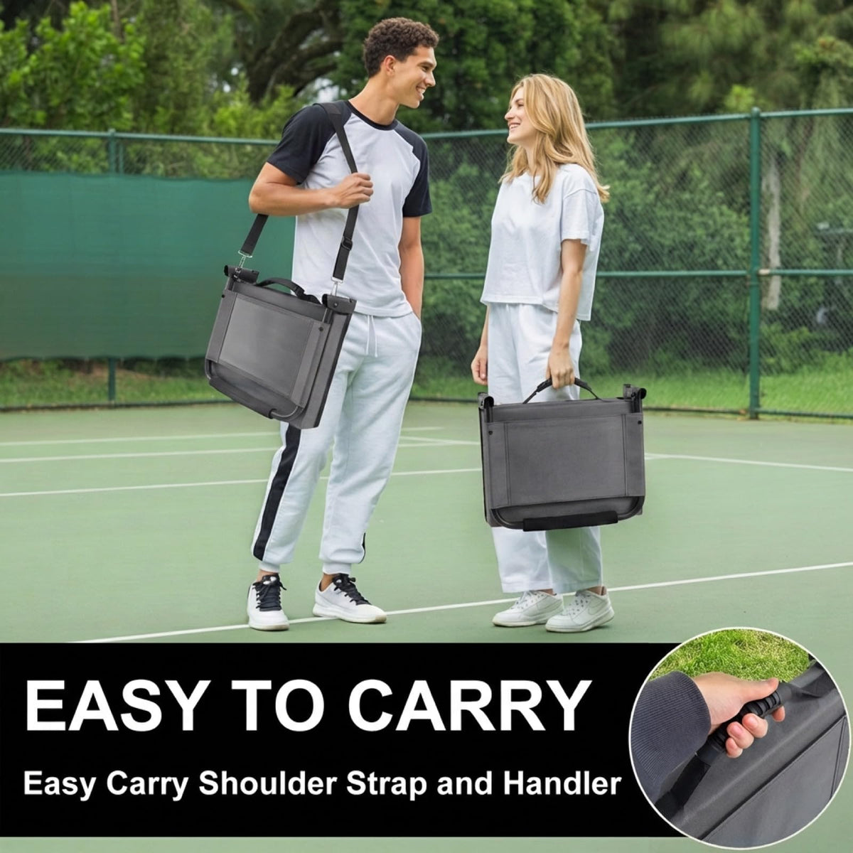 Folding Bleacher Seat with Back Support, Cushion and Shoulder Strap U998615