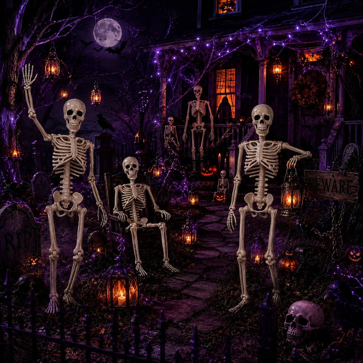 5.4 ft Posable Halloween Skeleton with Movable Joints U7006