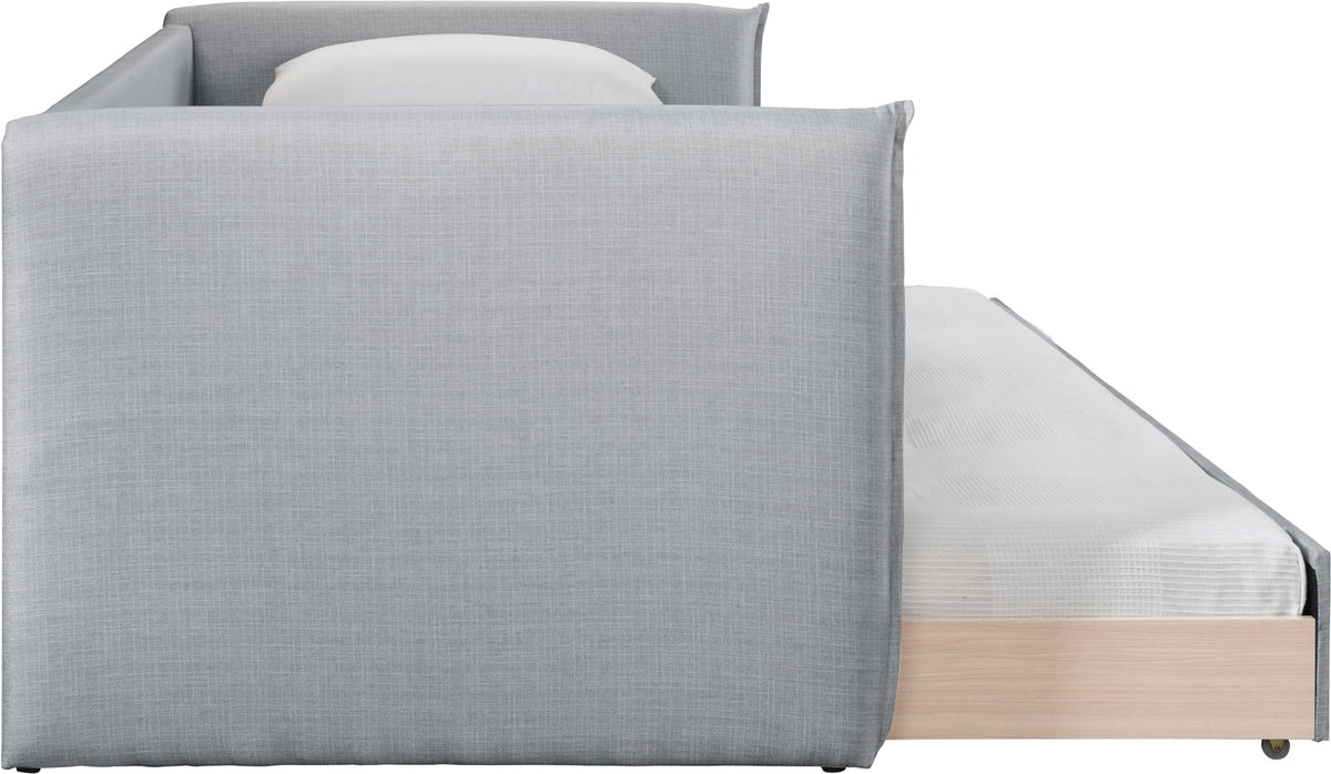 Light Grey Linen Textured Twin Daybed with Trundle Z861617
