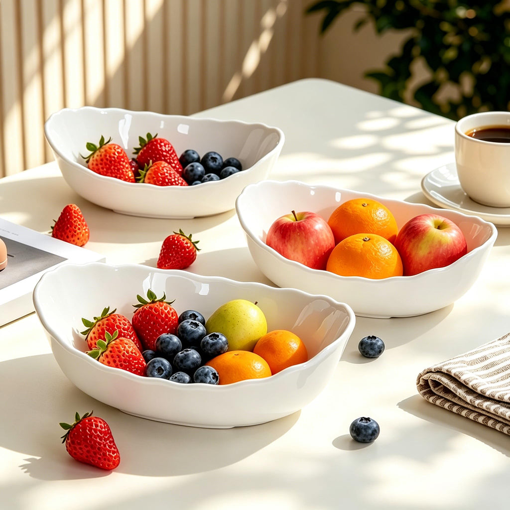 3 Tier Ceramic Fruit Bowl with Metal Stand P8228