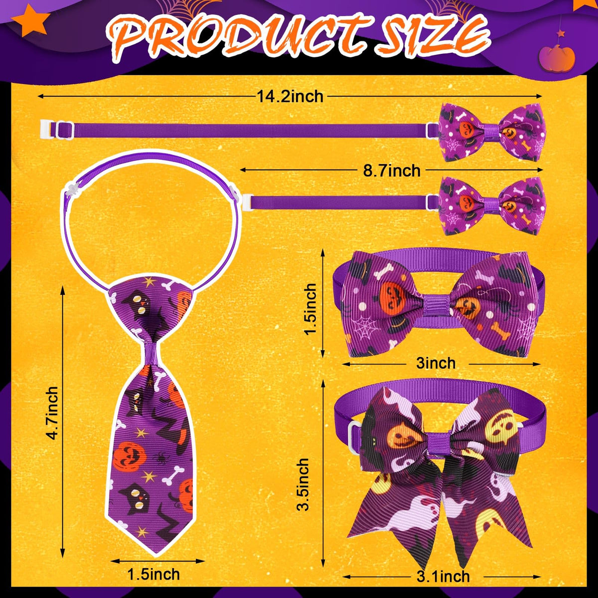 240 Pcs Halloween Dog Bows Tie Collars S486477