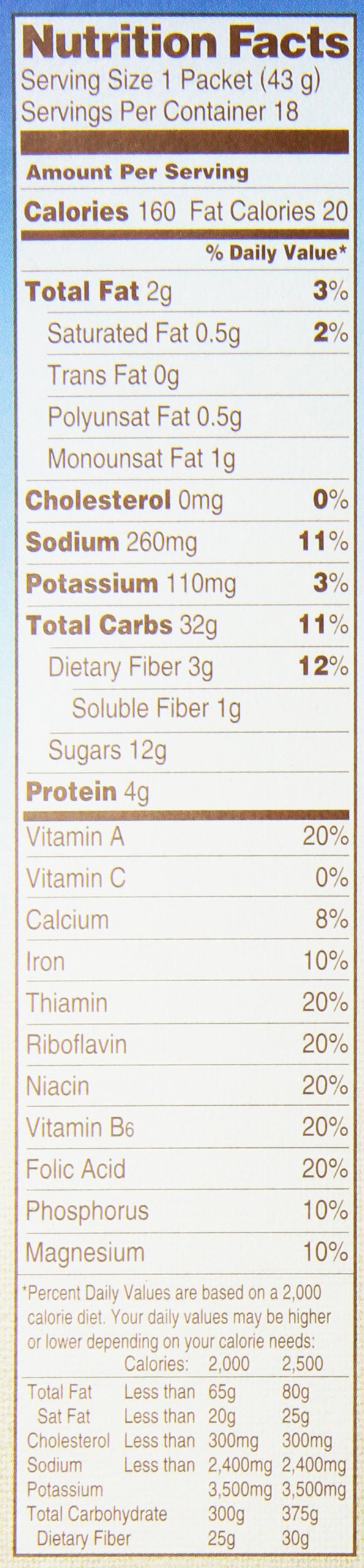 Instant Oatmeal Maple Brown Sugar 18 Count Pack of 4 C792