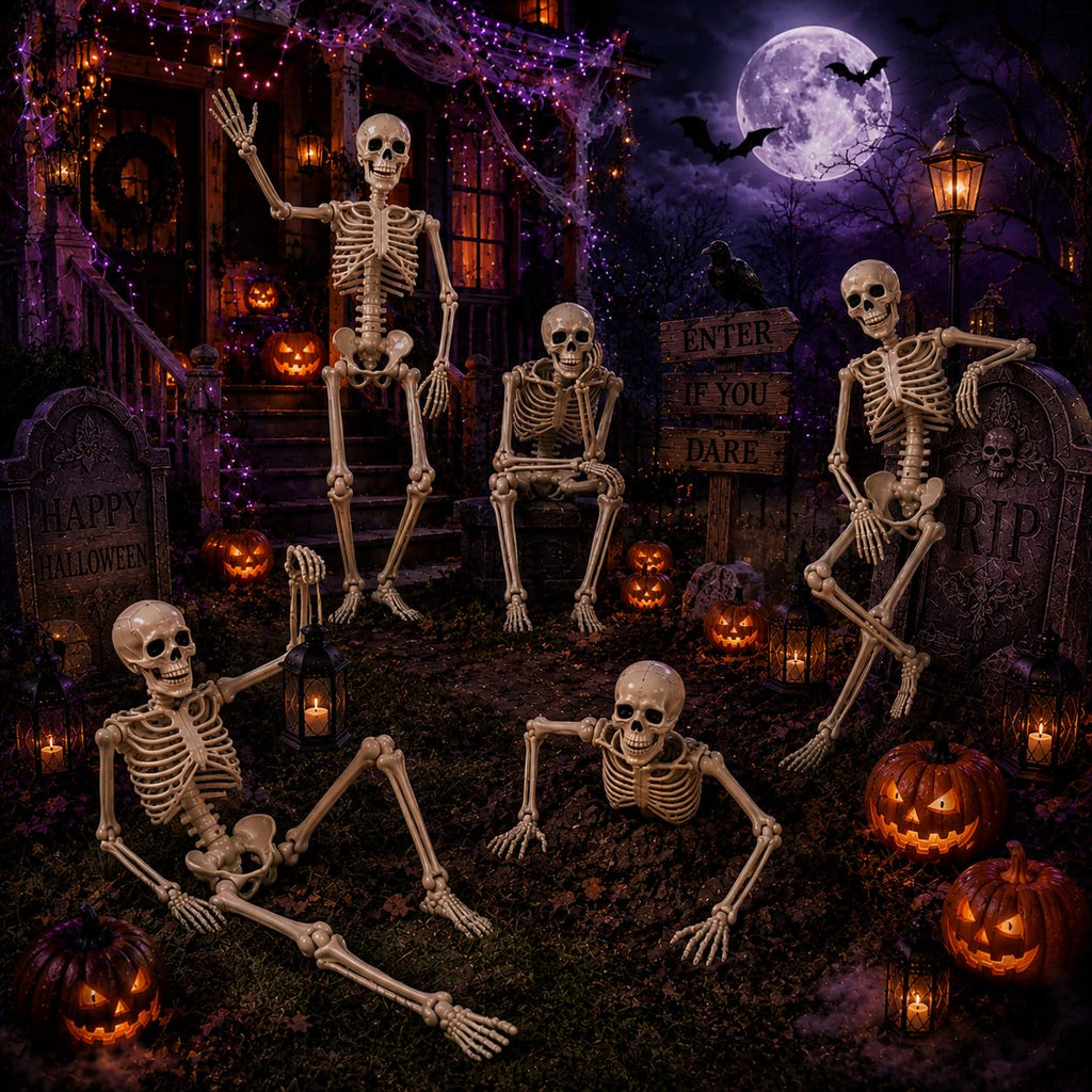 5.4 ft Posable Halloween Skeleton with Movable Joints U7006