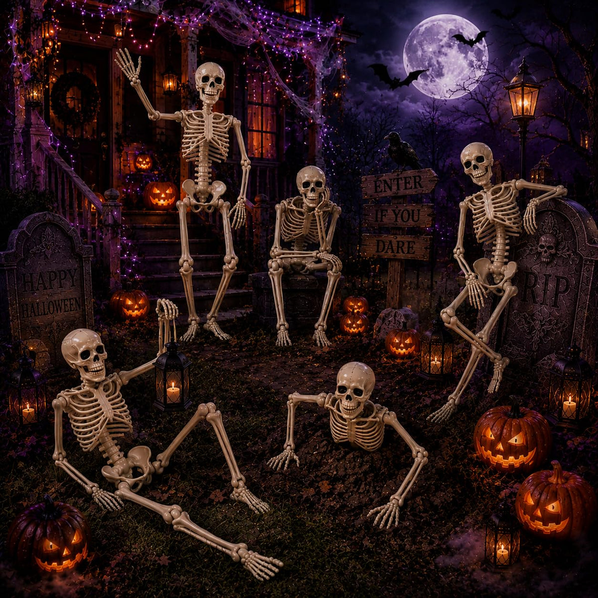 5.4 ft Posable Halloween Skeleton with Movable Joints U7006