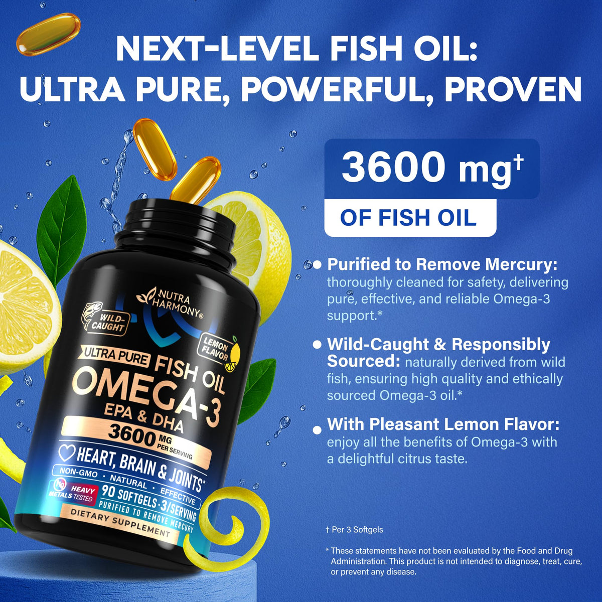 Omega 3 Fish Oil 3600 mg 90 Softgels A87468