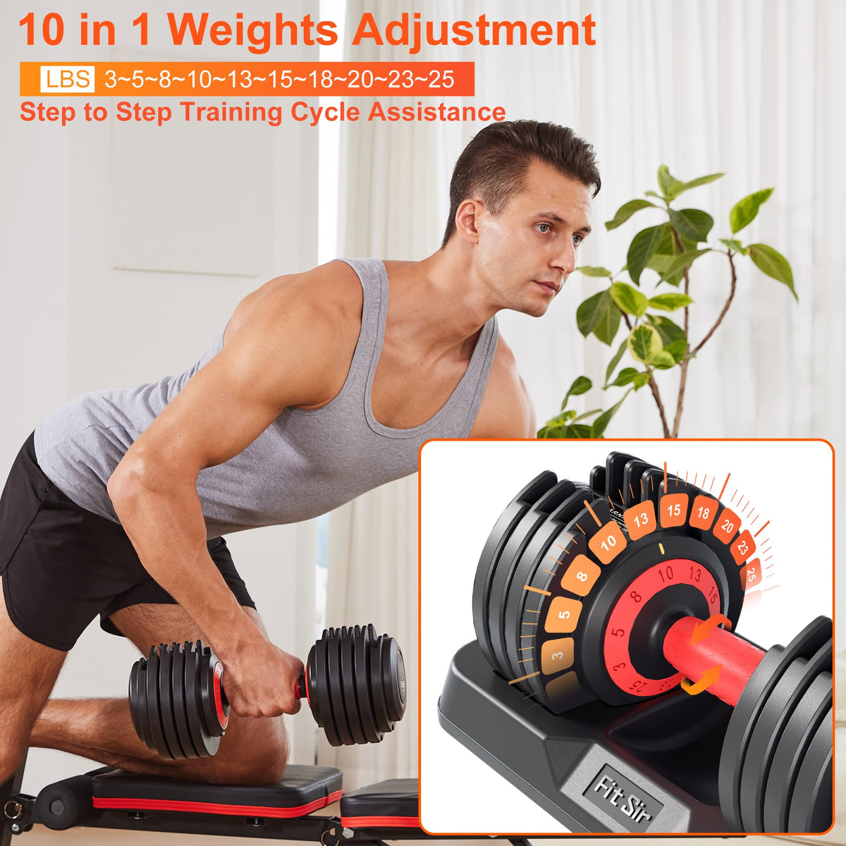 Adjustable Dumbbell Set 25LB/50LB/90LB with Storage Tray D590071