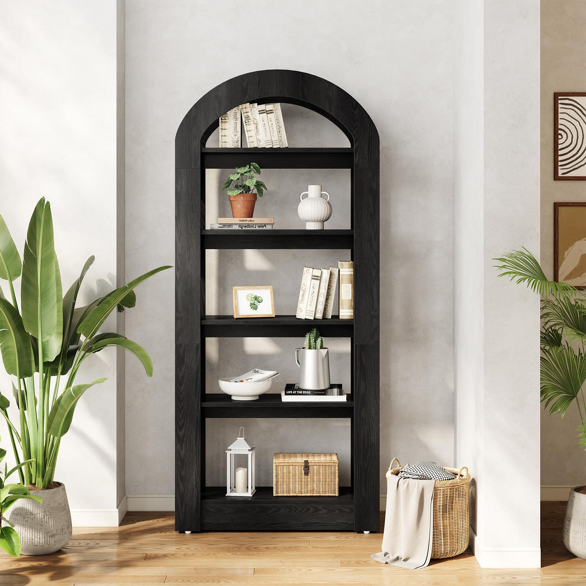 5-Tier Arch-Shaped Wooden Bookshelf R633659