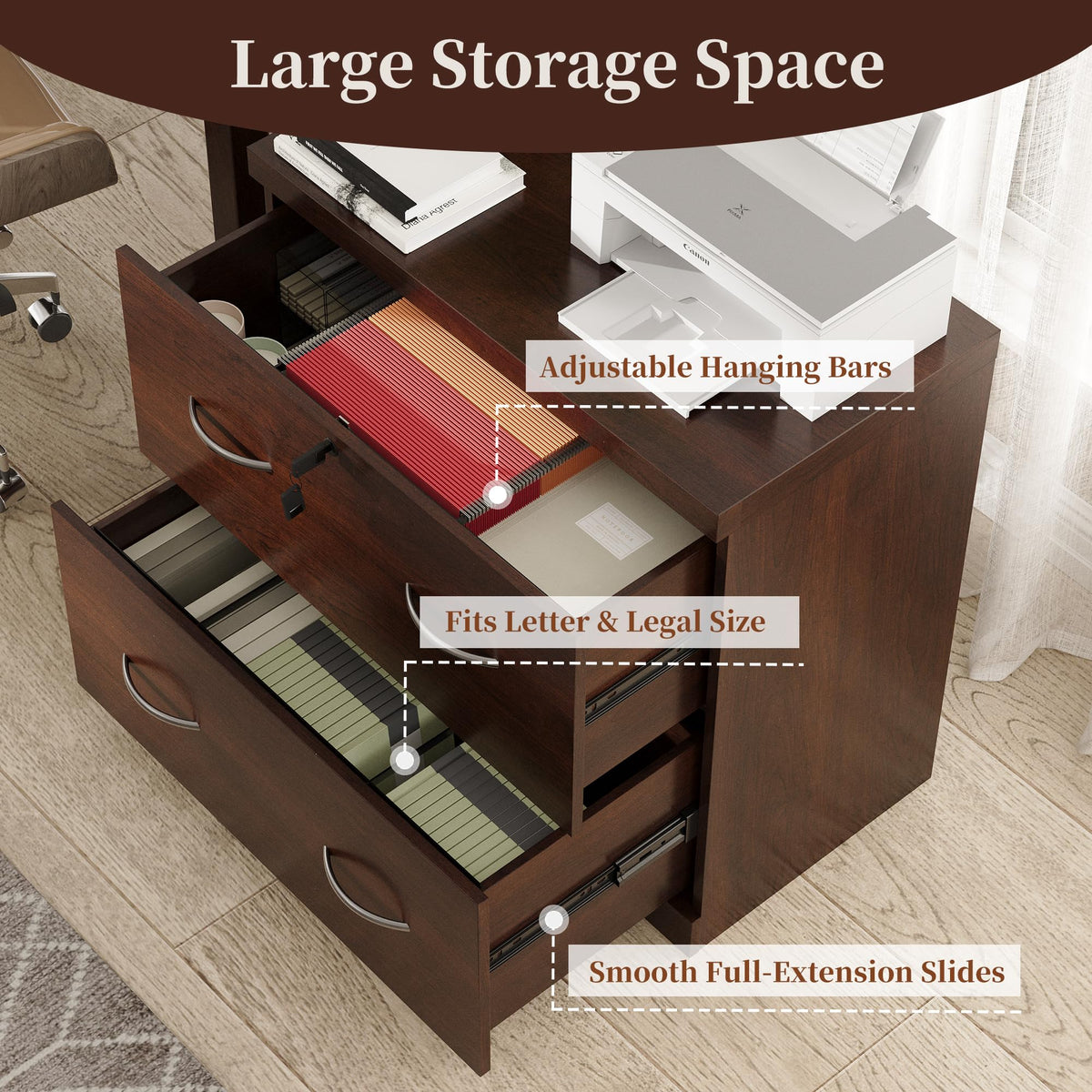 2 Drawer Wood File Cabinet with Lock C93732