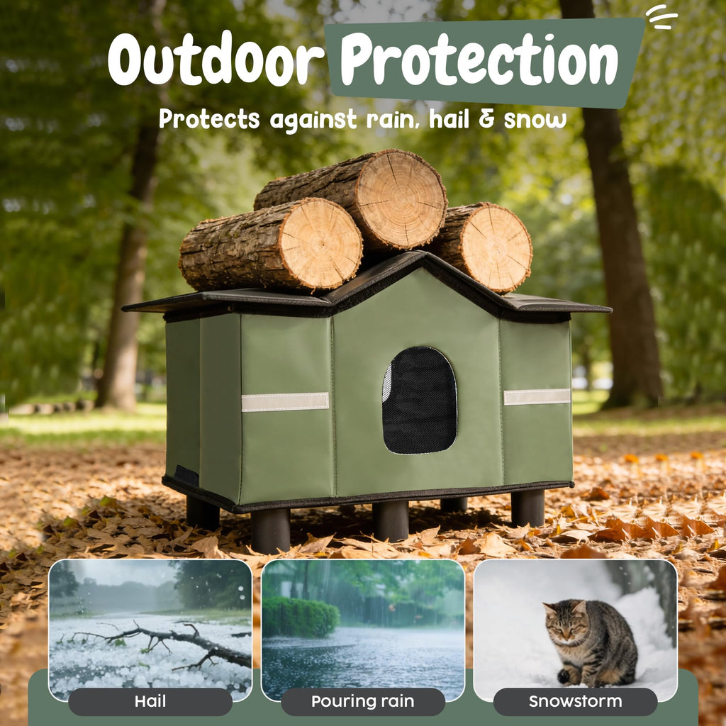 Insulated Outdoor Cat House with Self Warming & Self Cooling Mat F423534