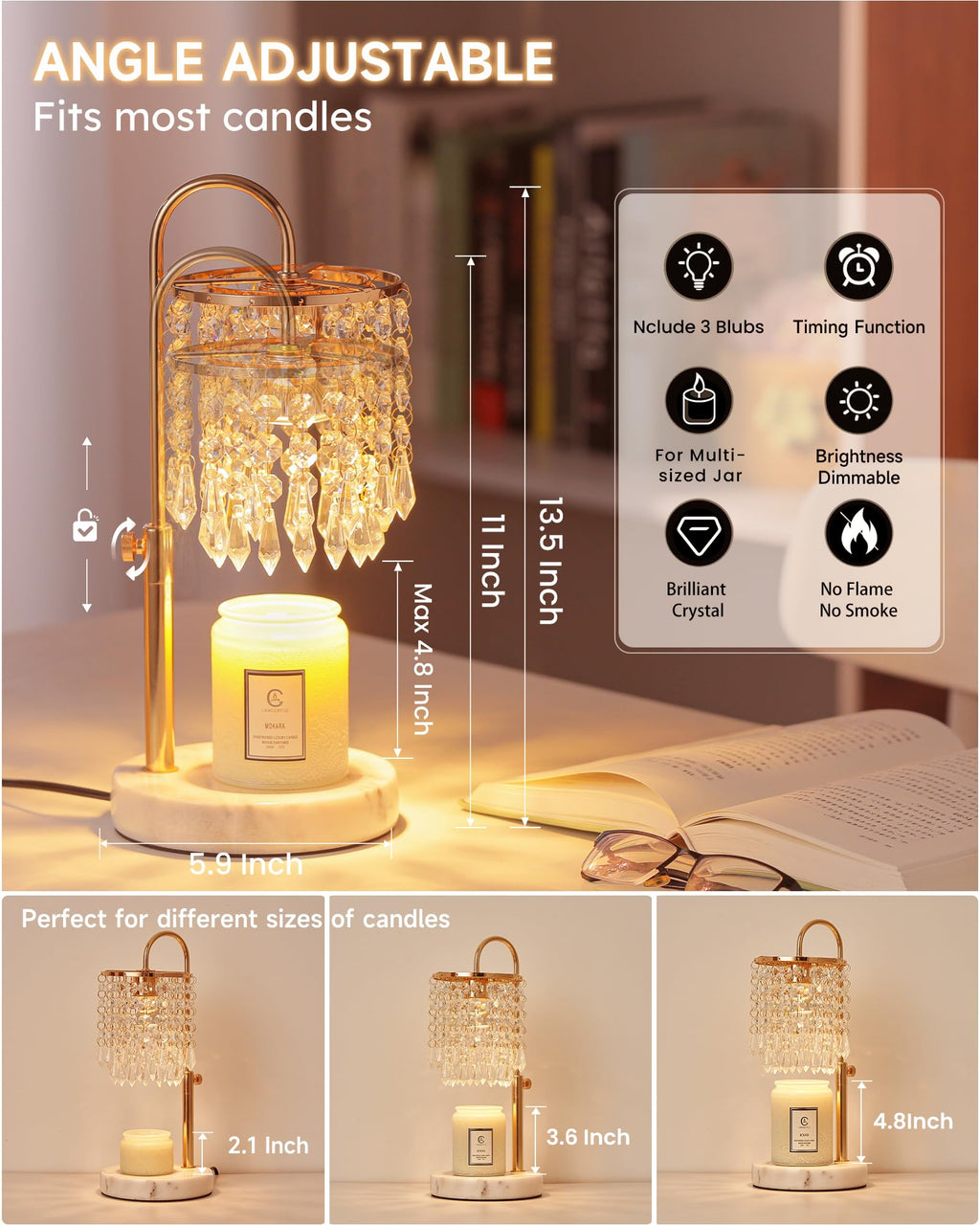 Candle Warmer Lamp with Timer Dimmer and 3 Bulbs W487151