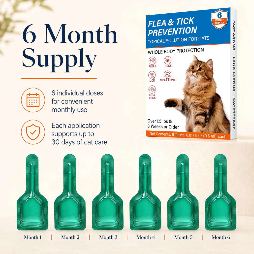 Waterproof Topical Flea & Tick Preventative for Cats, 6 Doses D280130