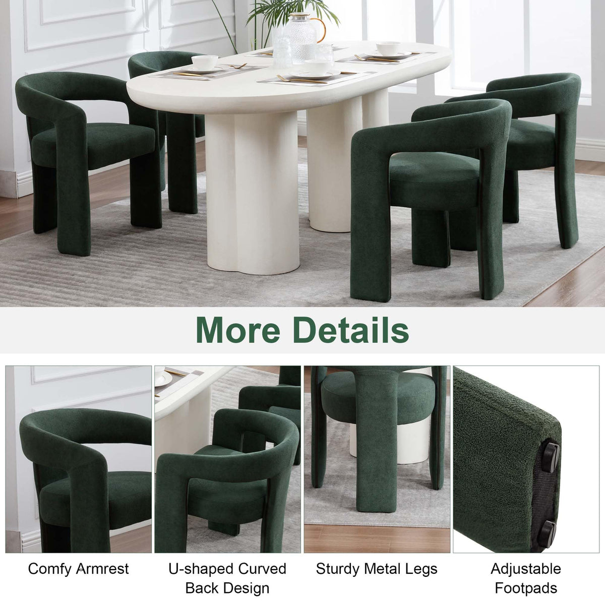 Green Upholstered Dining Chairs Set of 2 D409657