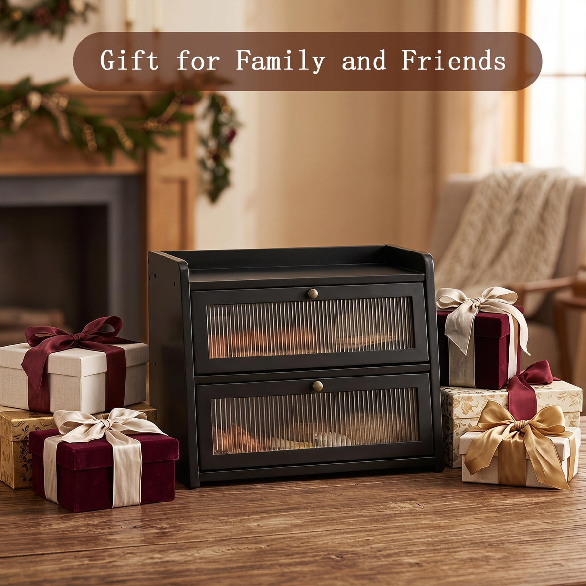 Large Bamboo Bread Box with Window H860440