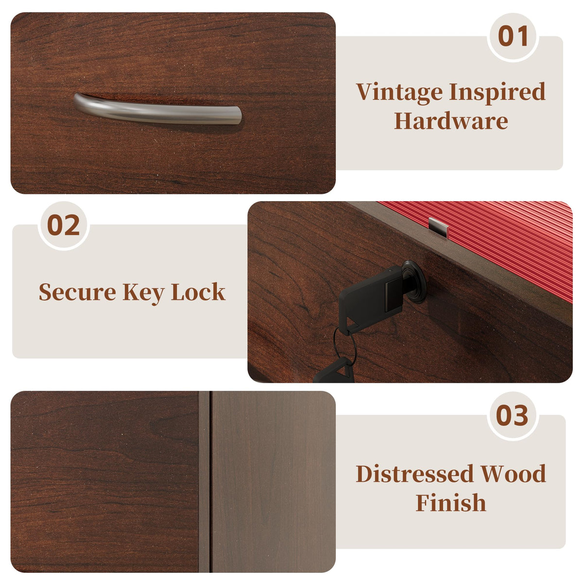 2 Drawer Wood File Cabinet with Lock C93732
