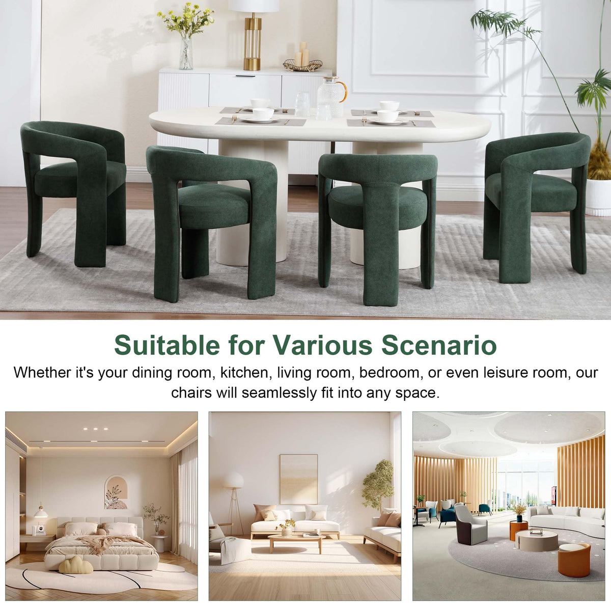 Green Upholstered Dining Chairs Set of 2 D409657