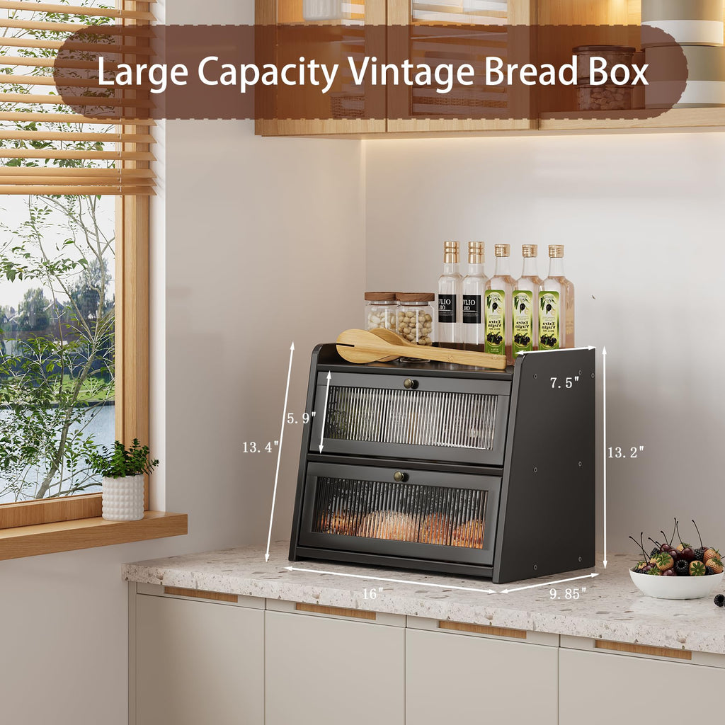 Large Bamboo Bread Box with Window H860440