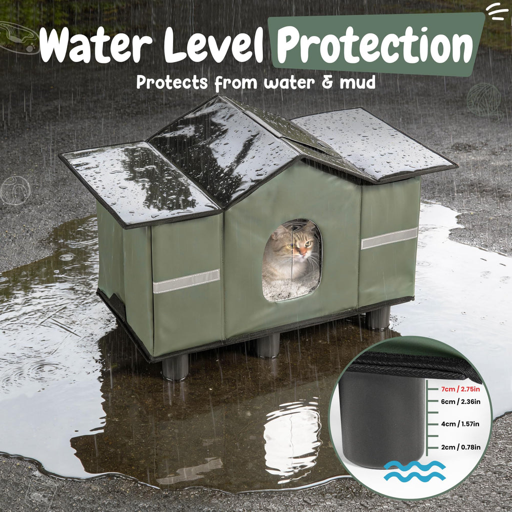 Insulated Outdoor Cat House with Self Warming & Self Cooling Mat F423534