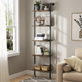 5-Tier Ladder Shelf Black Metal Frame Rustic Brown Q764450