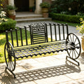 Black Outdoor Garden Bench with Built-in Table K779