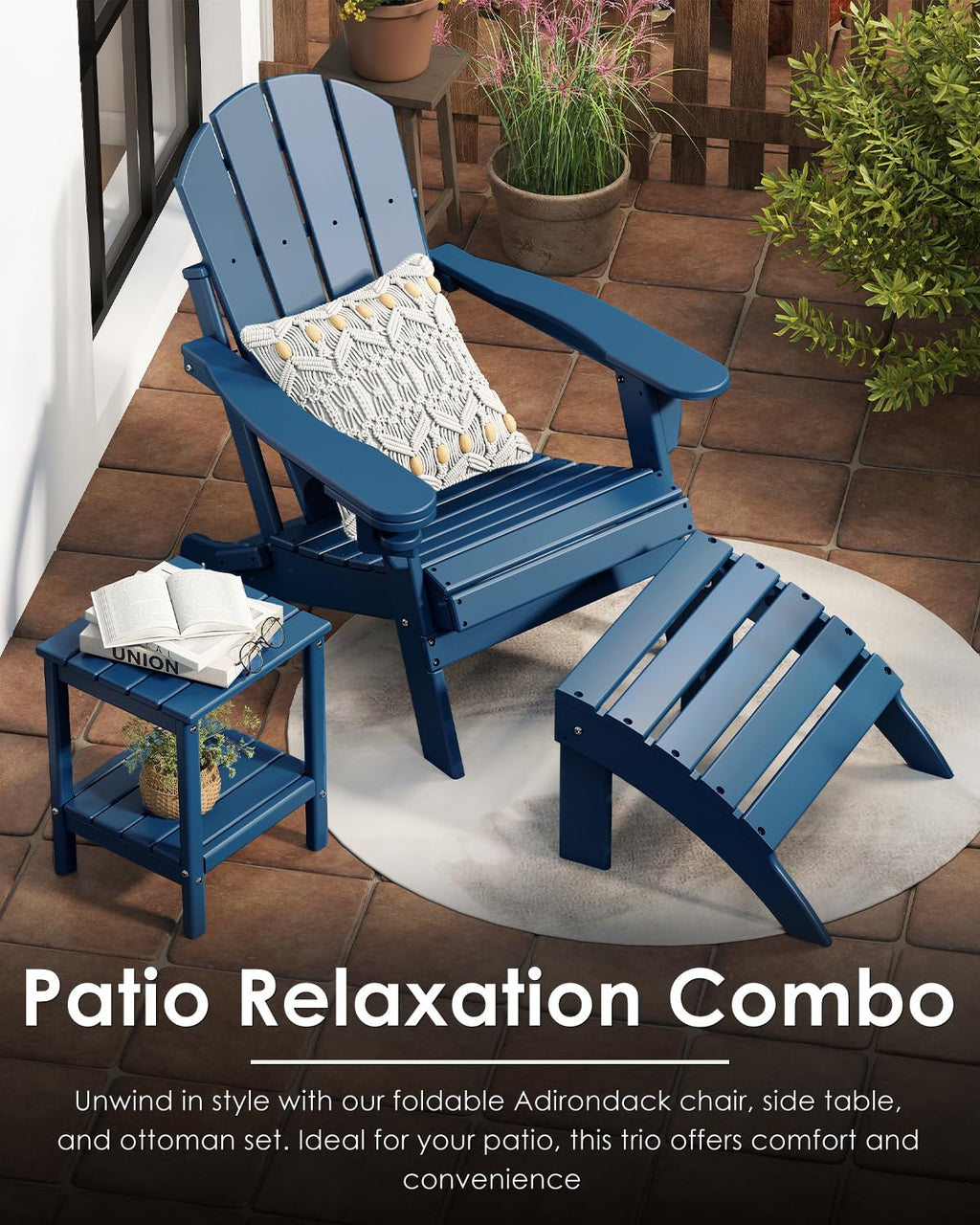 Folding Adirondack Chairs Set of 2 Blue F560