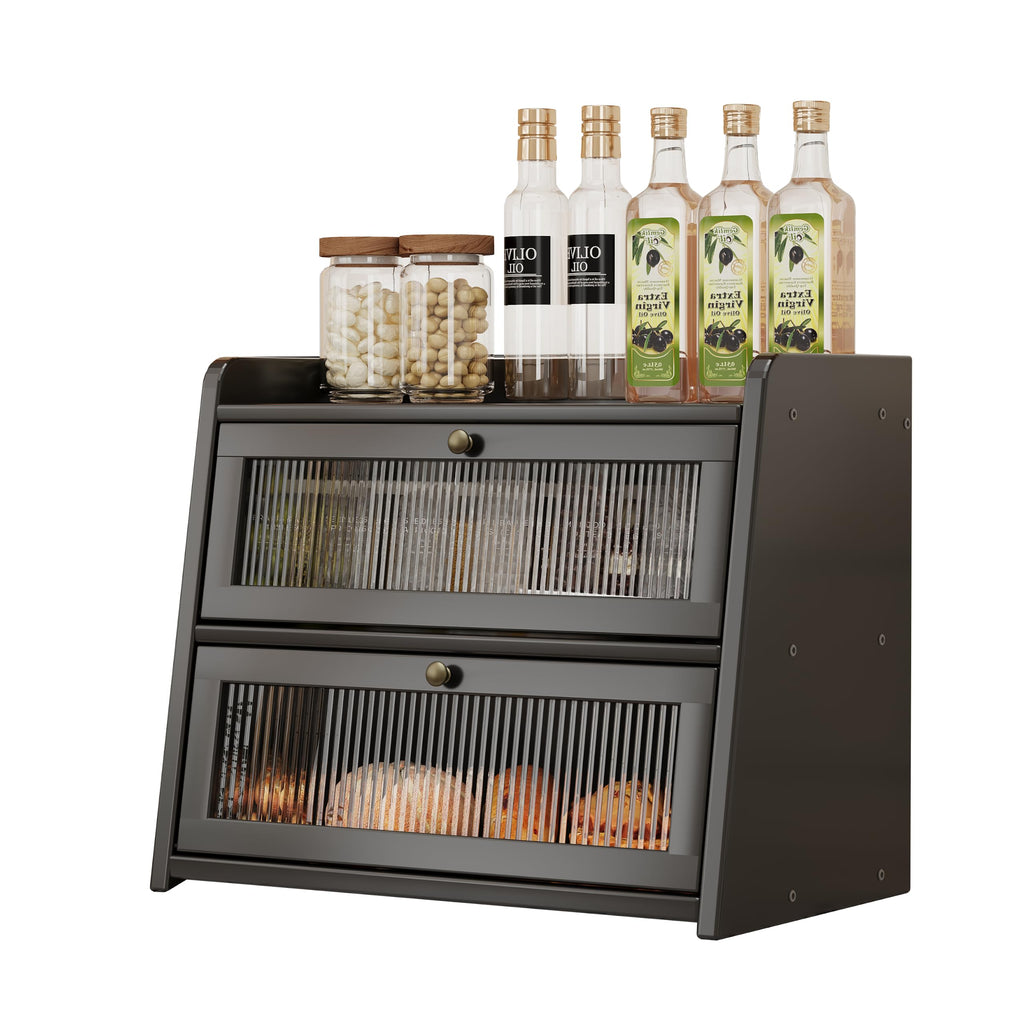 Large Bamboo Bread Box with Window H860440