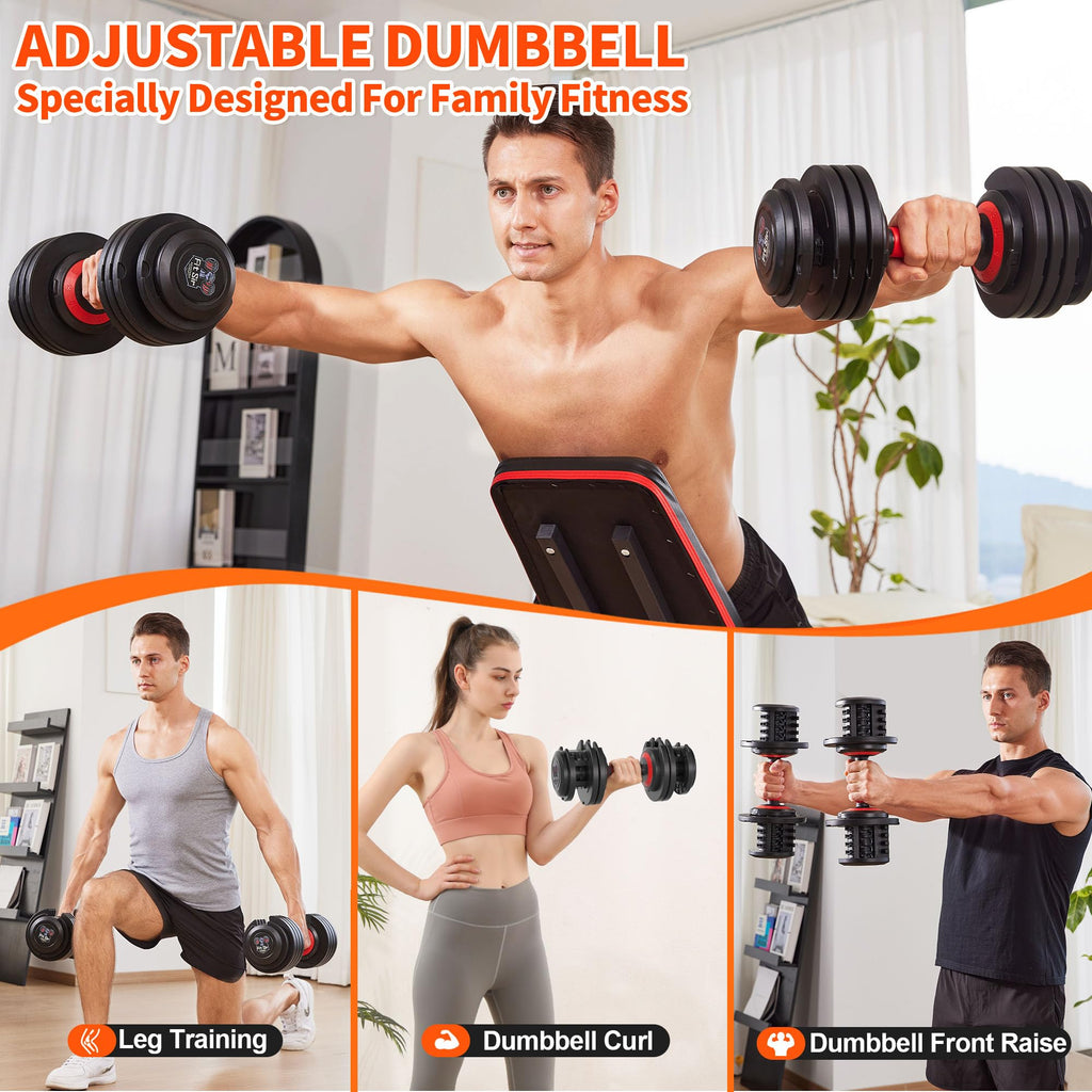 Adjustable Dumbbell Set 25LB/50LB/90LB with Storage Tray D590071