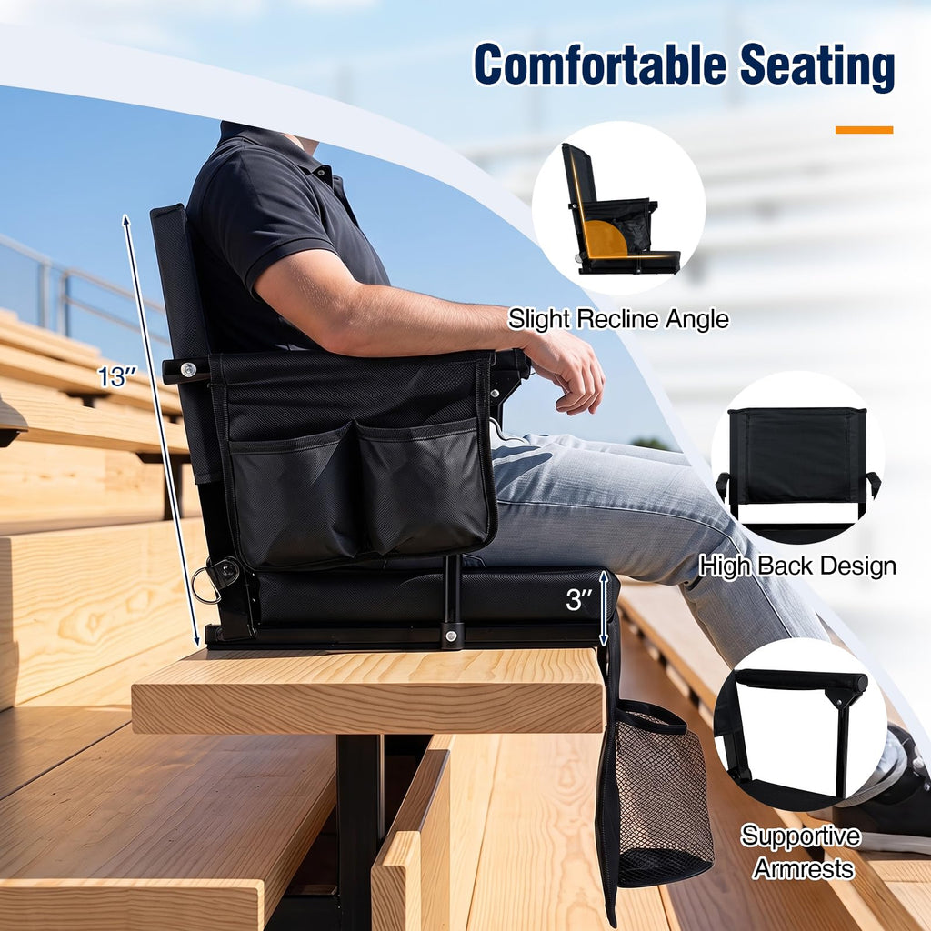 2 Pack Stadium Seats with Back Support & Cup Holders C363