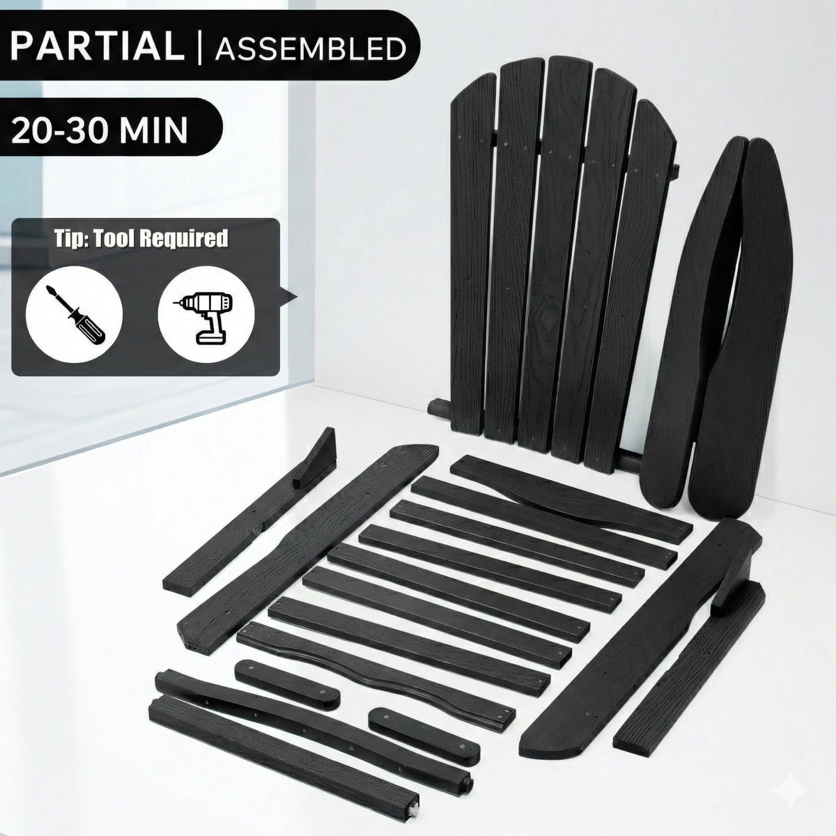 Folding Solid Cedar Wood Adirondack Chair S20053