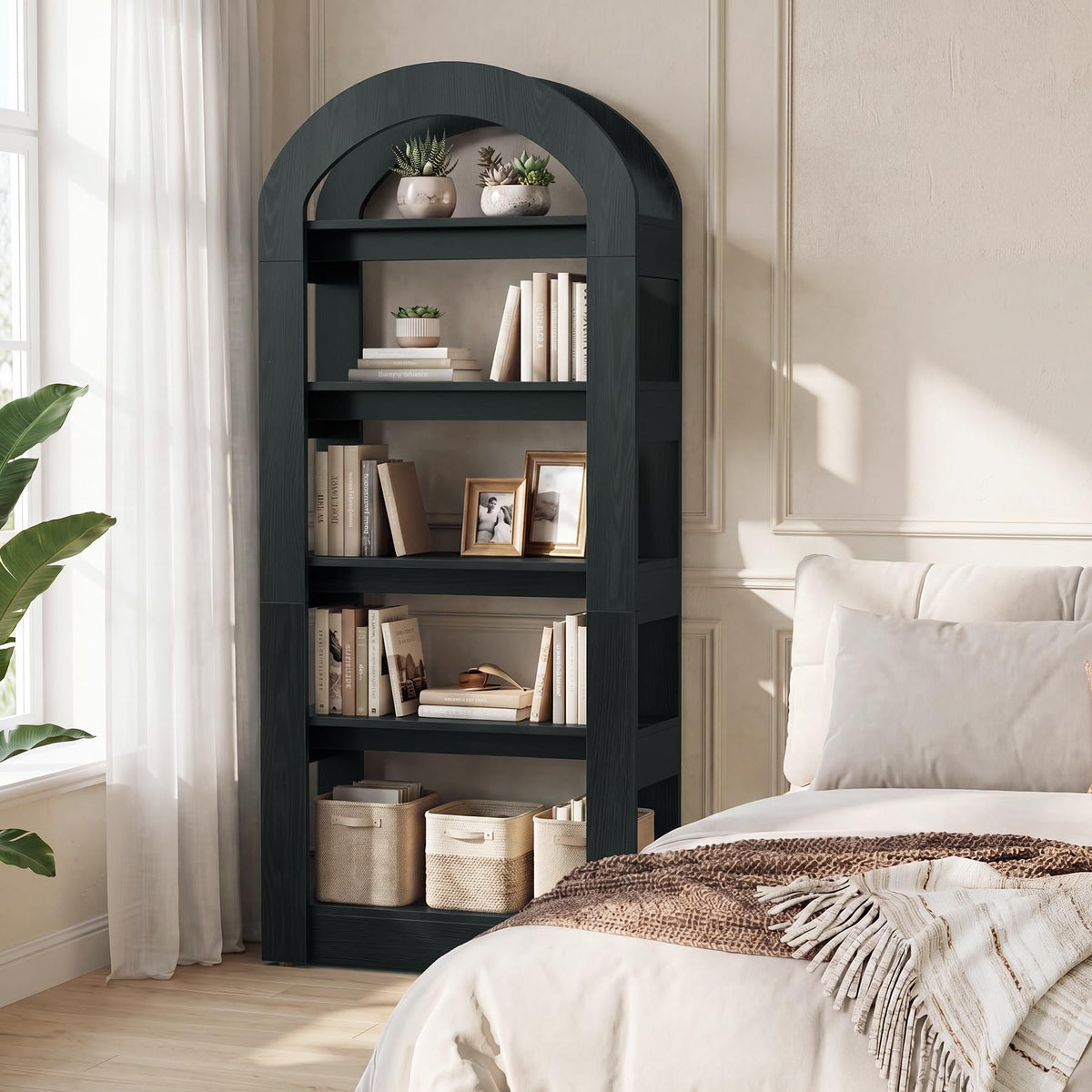 5-Tier Arch-Shaped Wooden Bookshelf R633659