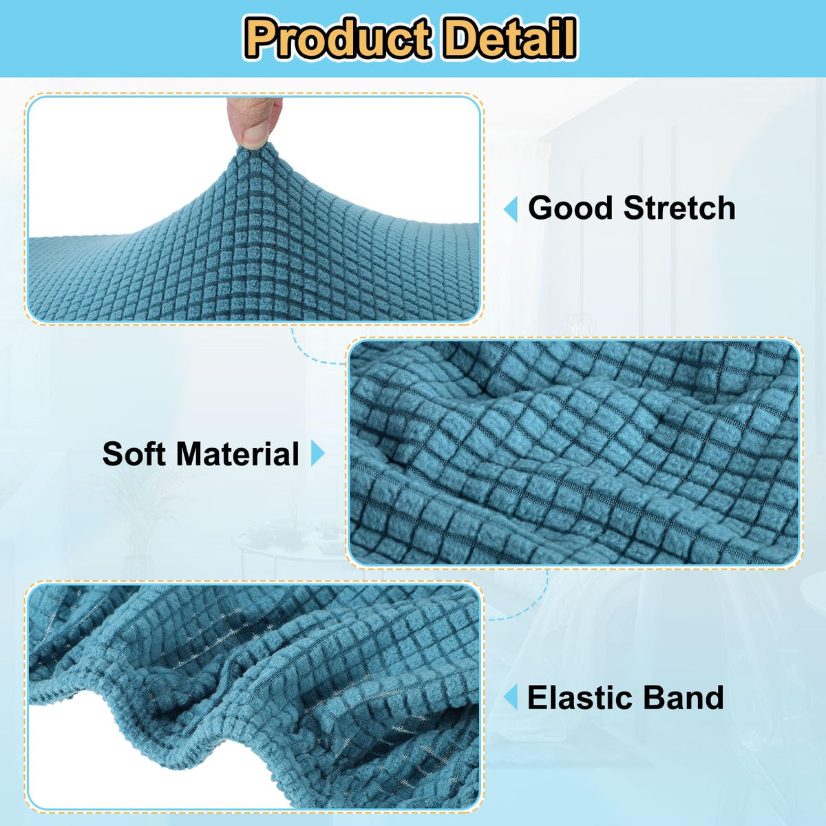 Teal Stretch Polyester Ottoman Cover P451114