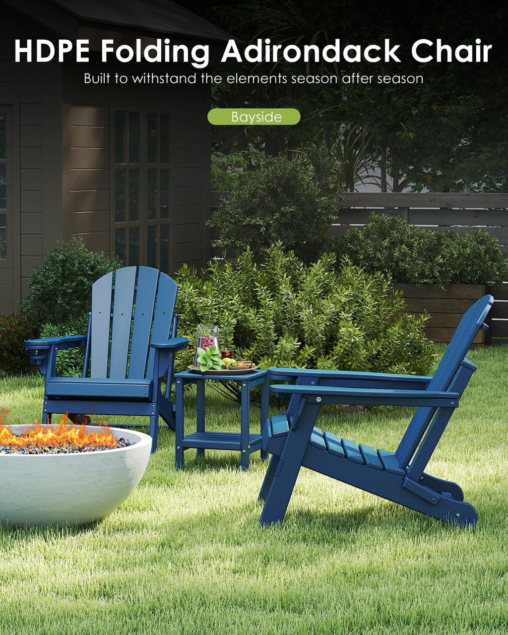 Folding Adirondack Chairs Set of 2 Blue F560