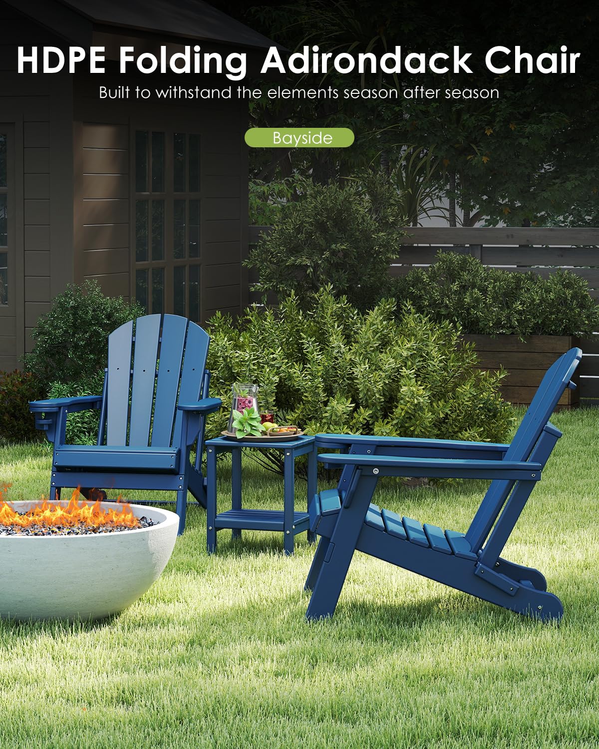 Folding Adirondack Chairs Set of 2 Blue F560