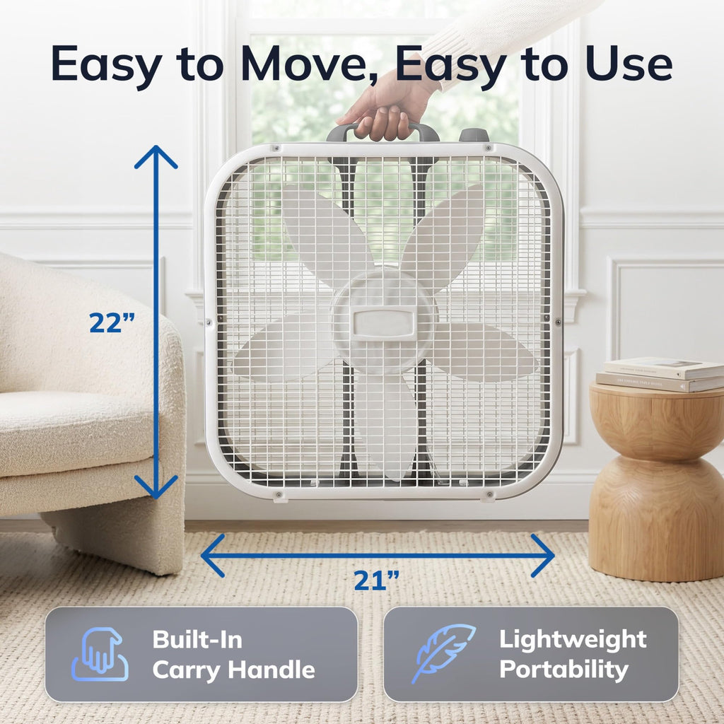 20" 3-Speed White Box Fan X876