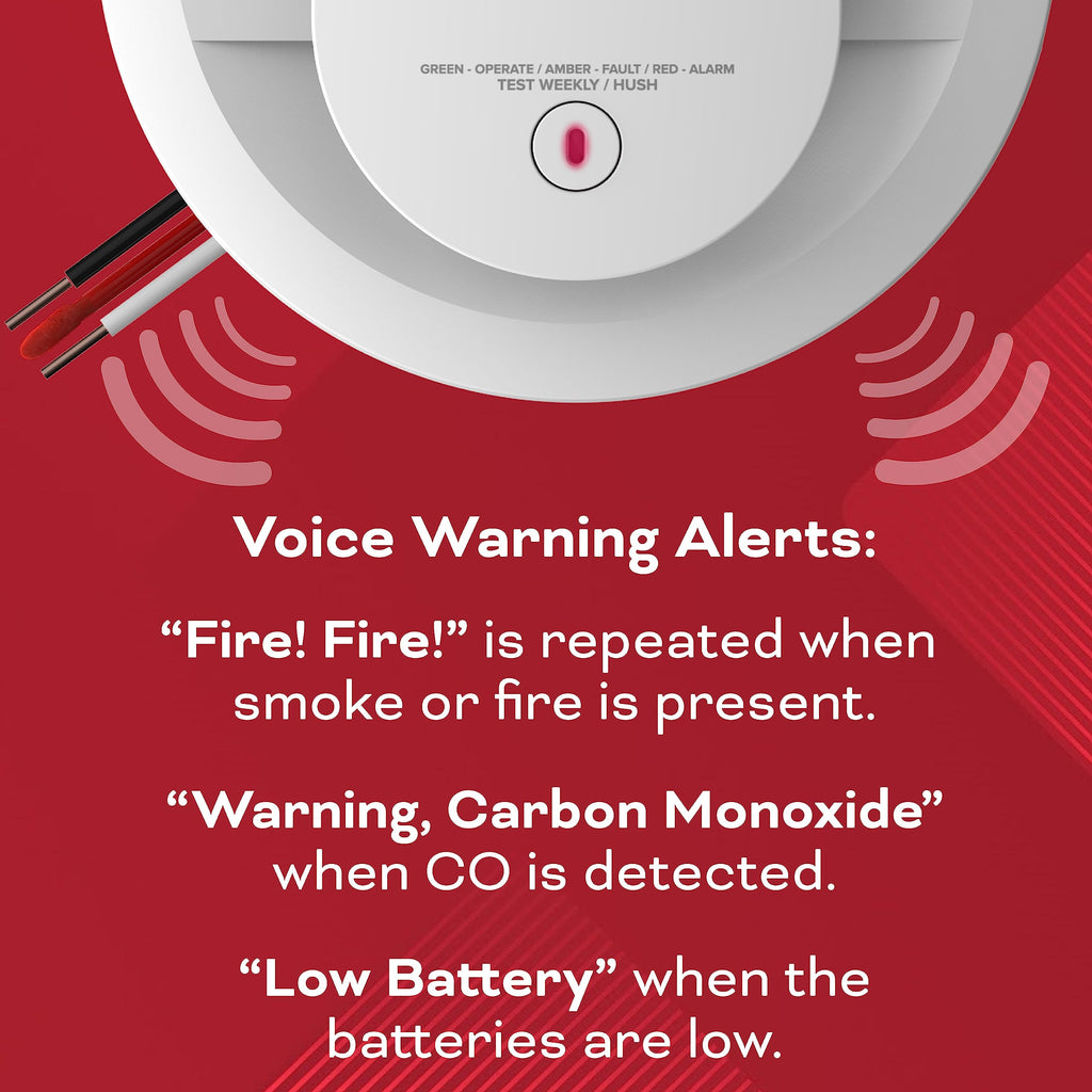 Hardwired Smoke & Carbon Monoxide Detector with Battery Backup, 2 Pack V2259