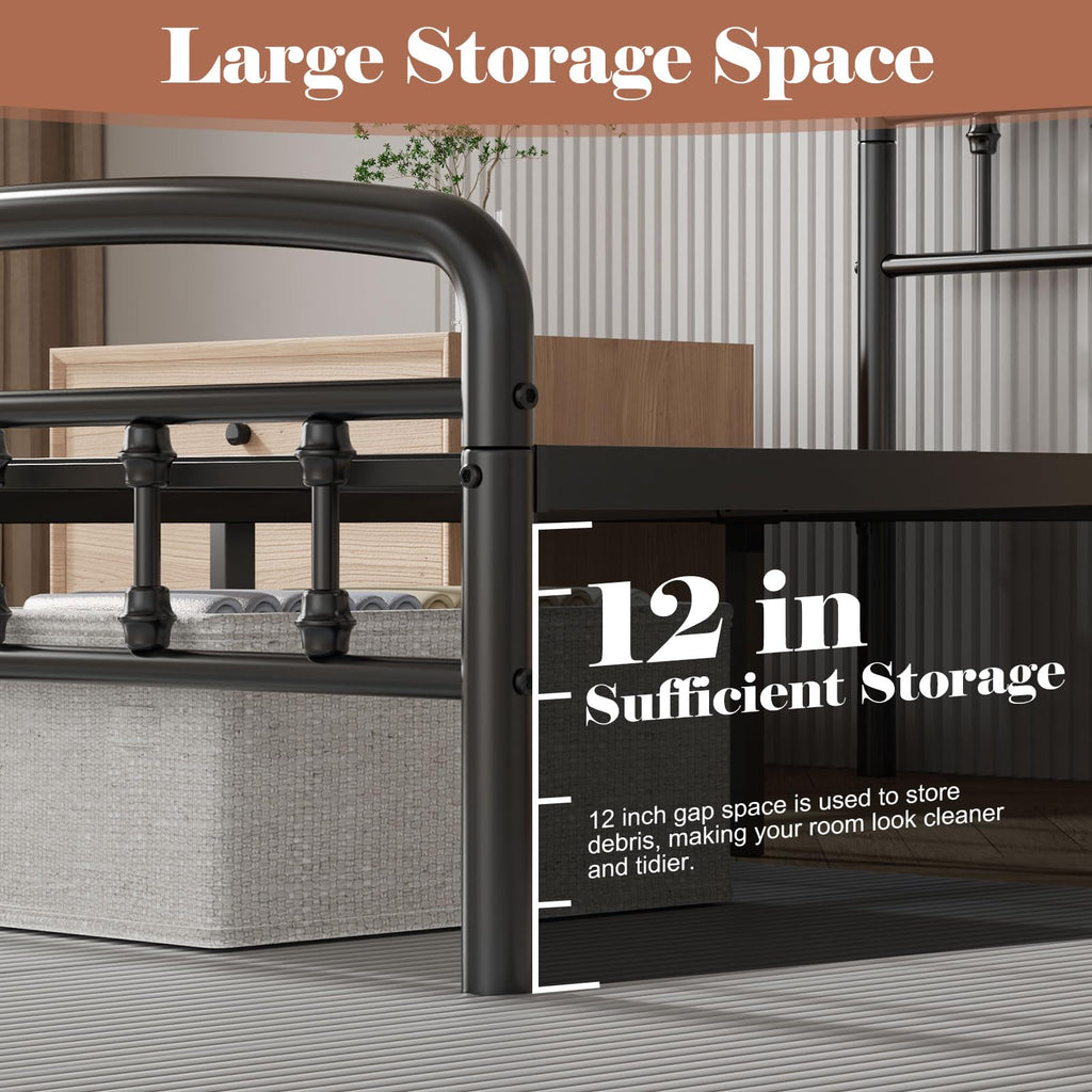 Full Size Metal Bed Frame with Headboard P89052
