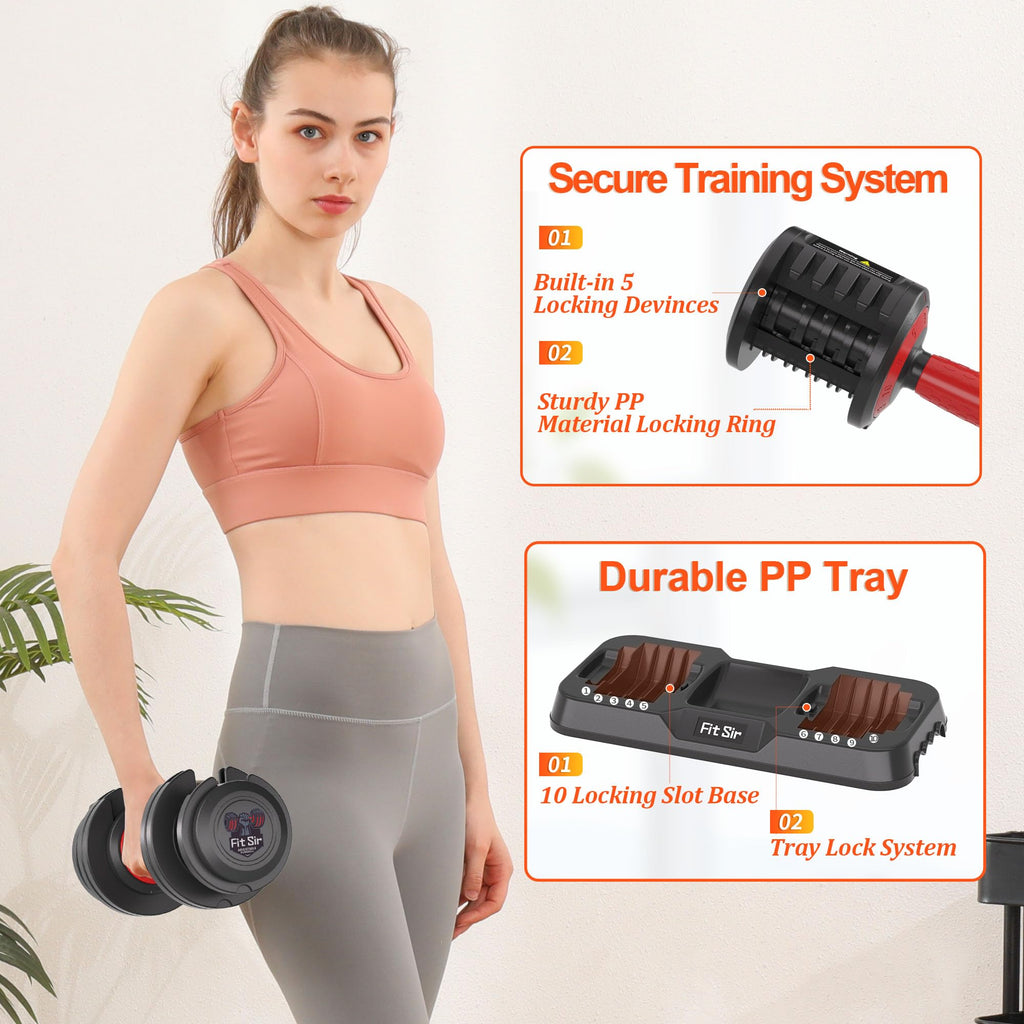 Adjustable Dumbbell Set 25LB/50LB/90LB with Storage Tray D590071