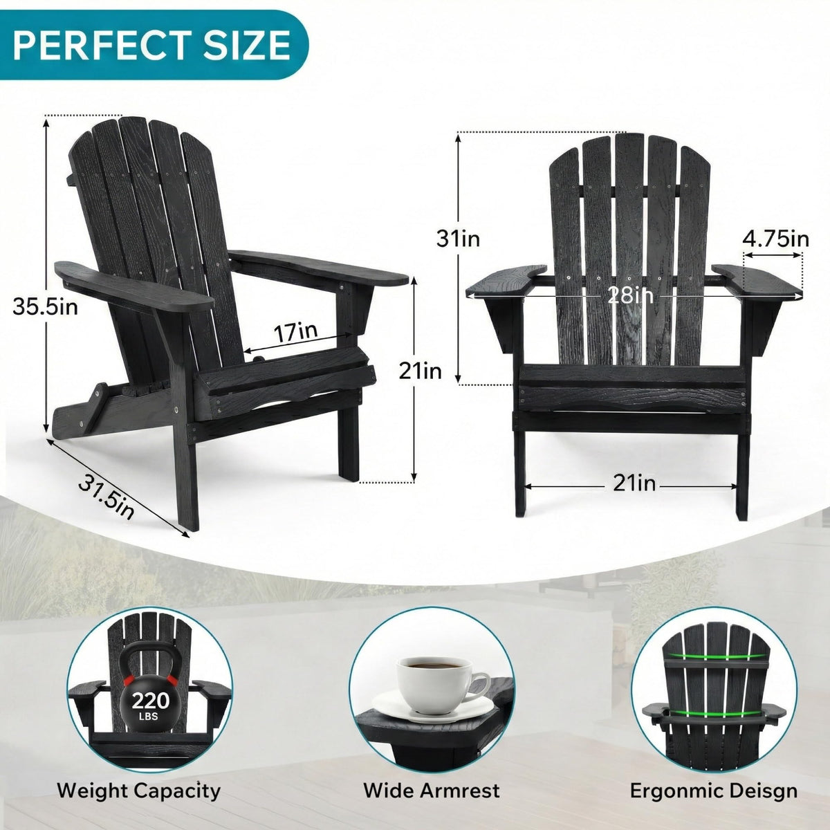 Folding Solid Cedar Wood Adirondack Chair S20053