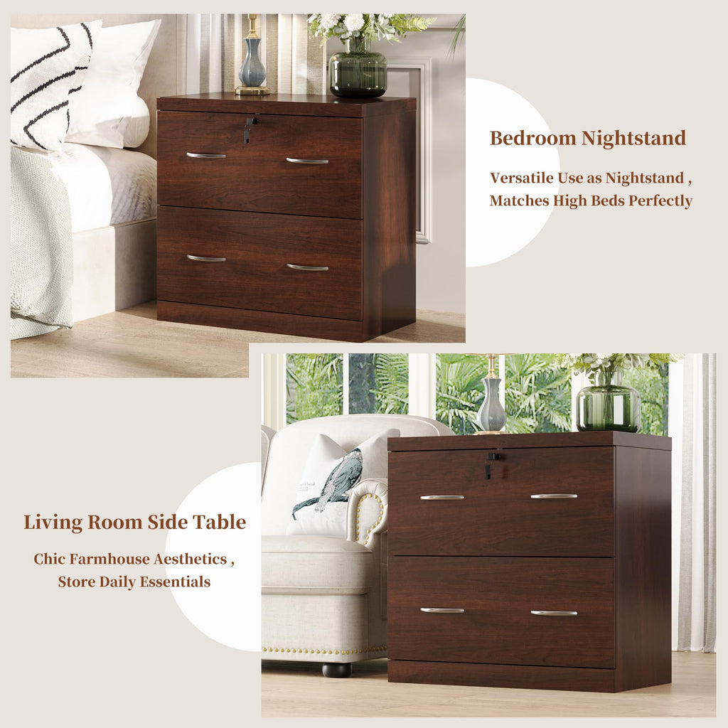 2 Drawer Wood File Cabinet with Lock C93732