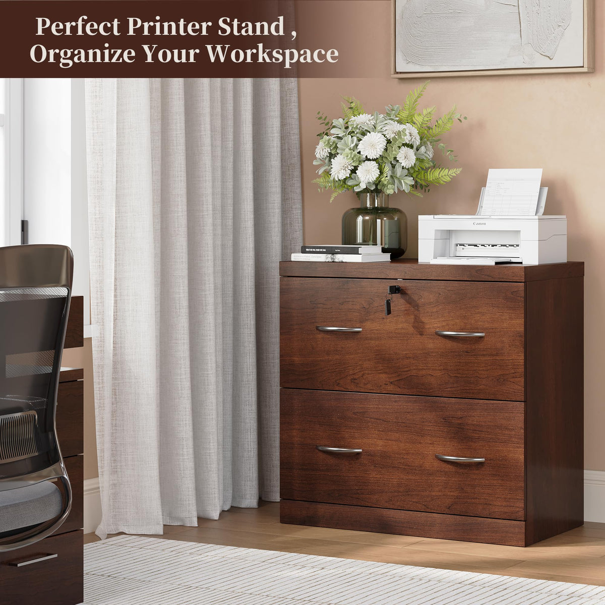2 Drawer Wood File Cabinet with Lock C93732